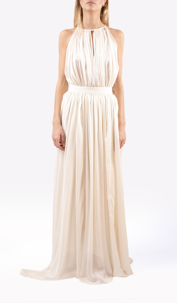 location robe blanche charmeuse maison rabih kayrouz