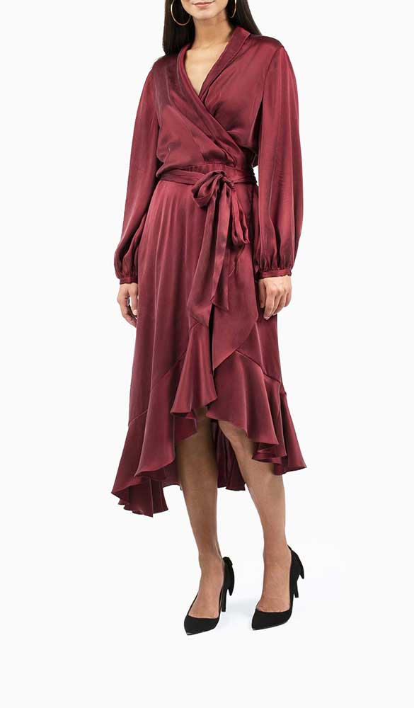 Location robe Zimmermann Wrap Flounce Bordeaux - Une Robe Un Soir